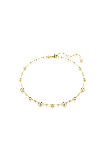 Swarovski Imber Kolye, Yuvarlak kesim, Serpiştirilmiş tasarım, Beyaz, Altın r...