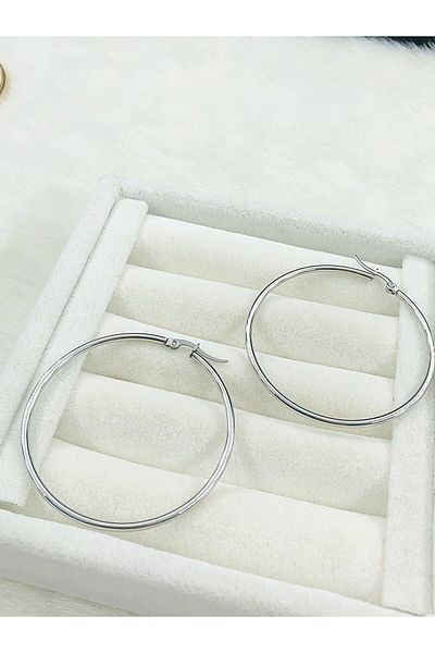 DS DİAMONDSHOP 5 cm Steel Hoop Earrings - Byçkp- 202411511