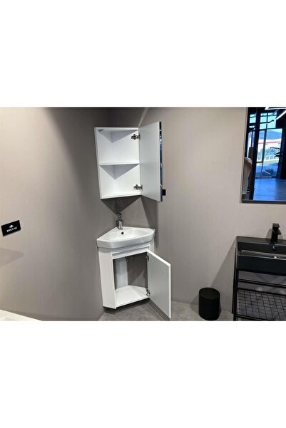ORKA Zag 45 Cm Mat Beyaz Banyo Dolabı Takımı