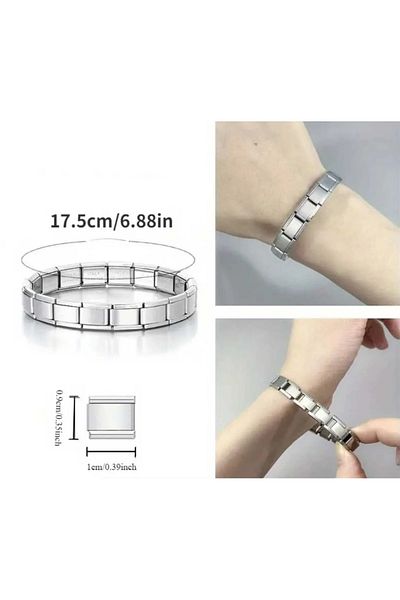 Market66 Anti Stress Stretchy Balance Bracelet Stainless Steel Metal Italian Charm Bracelet