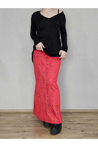 DEEP BEACH Retro Lace Tight-Fitting Maxi Skirt