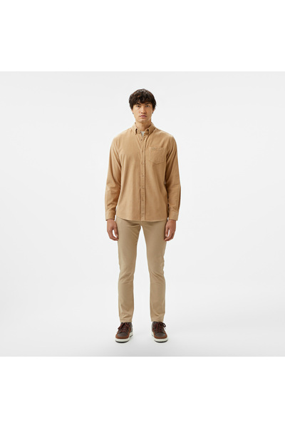 Lacoste Erkek Regular Fit Düğmeli Yaka Kahverengi Gömlek