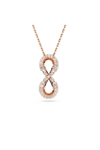 Swarovski Hyperbola Kolye, Infinity, Beyaz, 18k pembe altın rengi yüzey