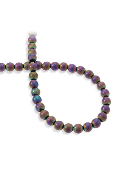 Uçar Doğaltaş Hematit Doğal Taş Mat Gökkuşağı Küre Kesim 8mm Dizi