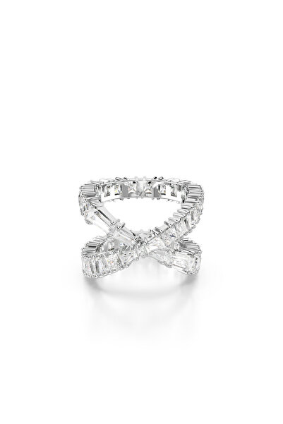 Swarovski Hyperbola Yüzük, Infinity, Beyaz, Gümüş renkli yüzey