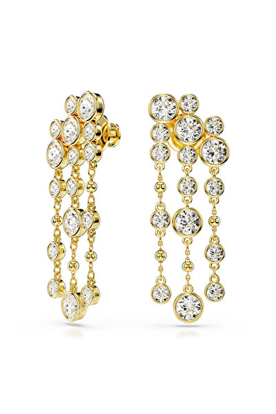 Swarovski Imber damla küpeler, Yuvarlak kesim, Avize, Beyaz, Altın rengi kaplama