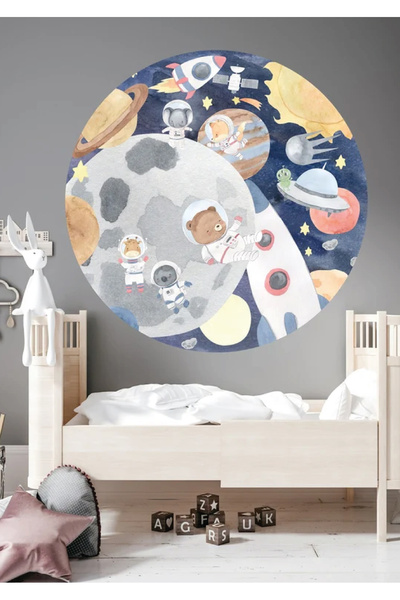 WALLHUMAN Настінні наклейки для дитячої кімнати «Тварини, що вилітають у космос»
