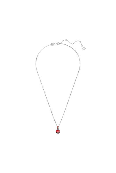 Swarovski Birthstone Kolye, Kare Kesim, Temmuz, Kırmızı, Rodyum Kaplama