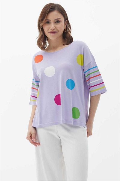 Two Mail Lilac Striped Point Blouse