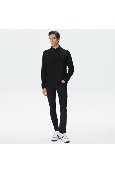 Nautica Erkek Siyah Classic Fit Uzun Kollu Polo Yaka T-Shirt
