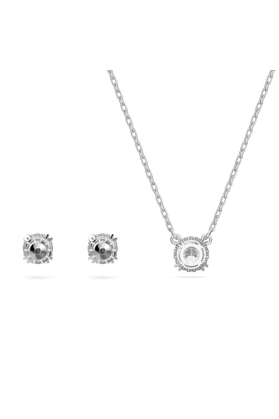 Swarovski Stilla Set, Yuvarlak kesim, Beyaz, Rodyum kaplama