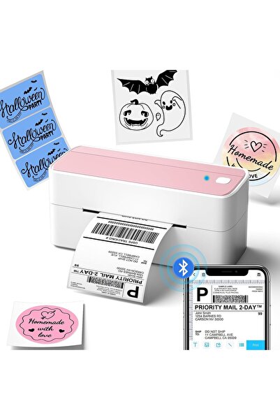 Phomemo Pm-241-bt Pembe, Bluetooth Usb Termal Yazıcı - Barkod/adres/posta Eti...