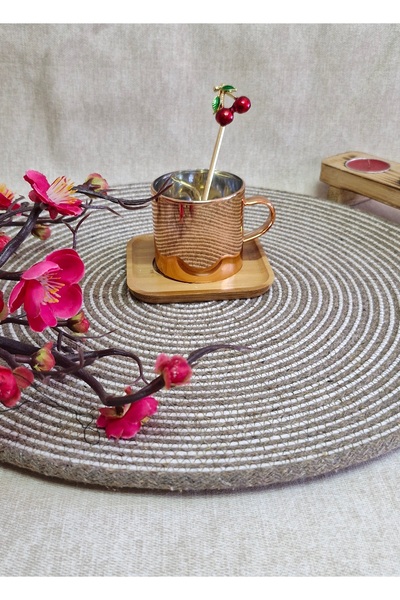 MODA kahverengi beyaz detaylı cıft taraflı amerıkan servis / supla