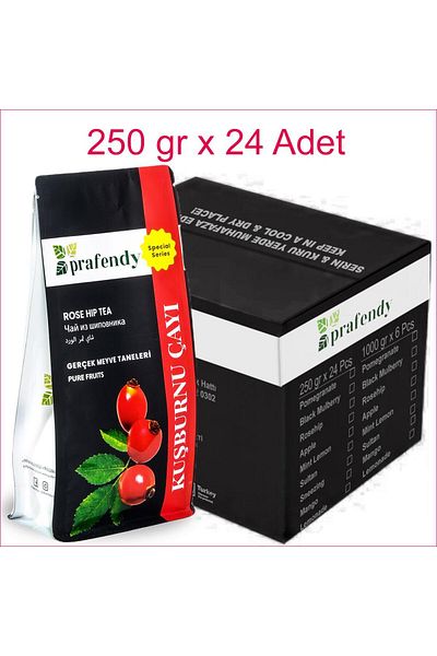 prafendy Rosehip Tea - Real Fruit Grain, 250 g X 24 Pieces