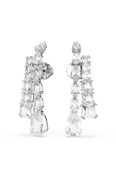 Swarovski Matrix damla küpeler, Karışık kesimler, Beyaz, Rodyum kaplama