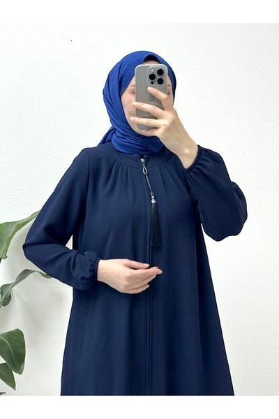 Modamorfo Tassel Detailed Zippered Padded Cap - Navy