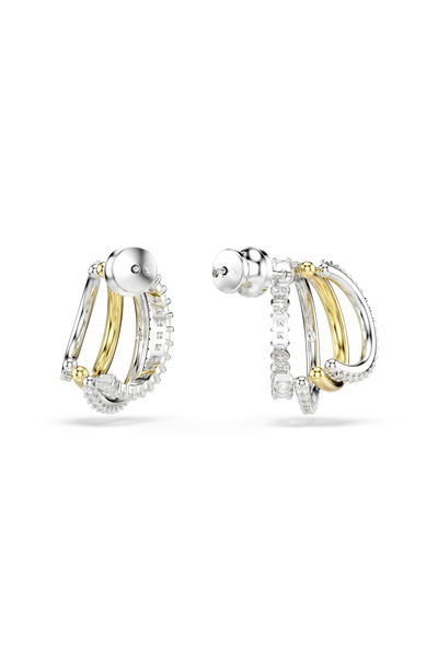 Swarovski Hyperbola halka küpeler, Karışık kesimler, Mini, Beyaz, Karışık metal yüzey