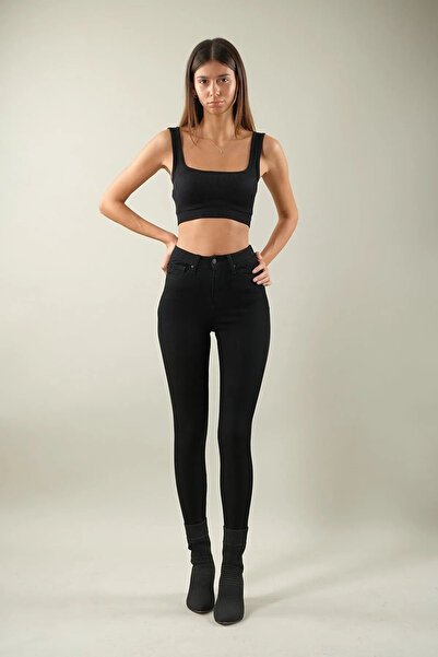 mooishan Ελαστικό Skinny Jeans Lycra Black - Skinny παντελόνι