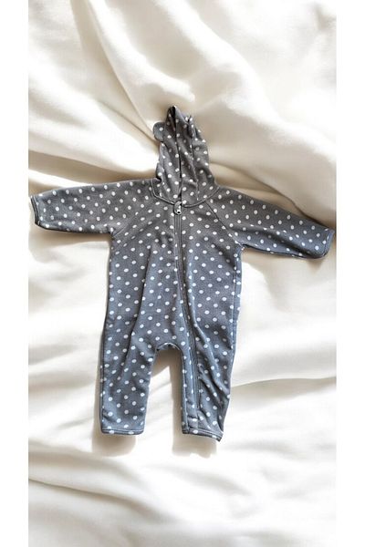 DİVİSTA Unisex Baby Polka Dot Eared Jumpsuit