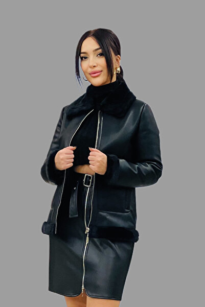 Ekol Kürk Yaka Suni Deri Kaban 7107-24k