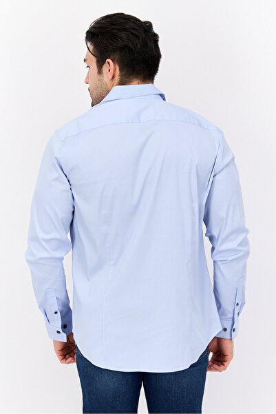 THEORY Men Regular Fit Solid Long Sleeves Casual Shirt, Blue