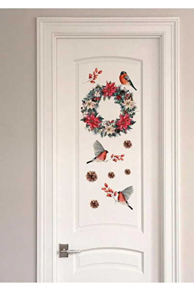 WALLHUMAN Yılbaşı-Şakrak Çelengi Kapı,Duvar Sticker Seti , Yılbaşı Süsü Yeni ...