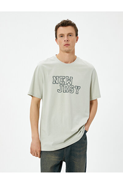 Koton Cotton College Printed Crew Neck Short Sleeve T-Shirt