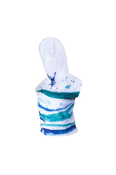 ANEMOSS Wave Womens Sleeveless Hoodie Sweatshirt L Size