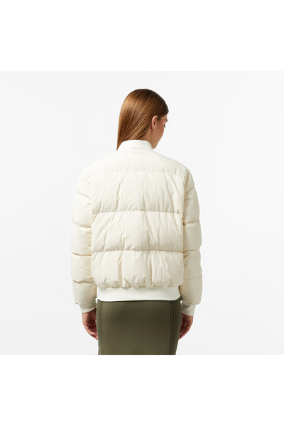 Lacoste Kadın Relaxed Fit Dik Yaka Krem Mont