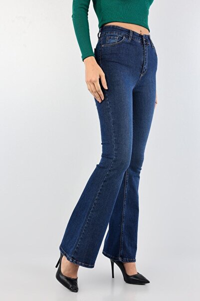 kleshus Ganikus Women's Navy Blue Flared Leg Lycra Jeans