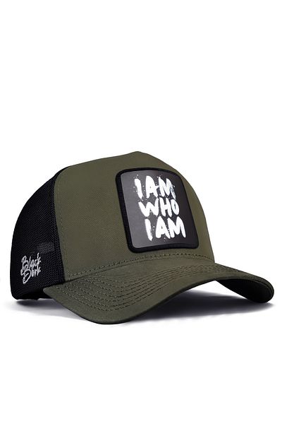 BlackBörk V1 I Am Who I Am Logo Χακί-μαύρο καπέλο φορτηγού