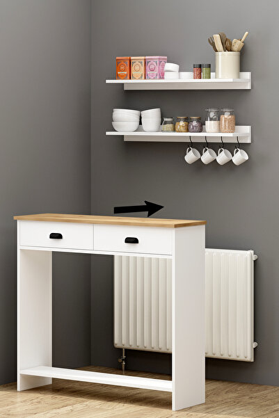 Avmpark Vira 90 Cm ( 70 Cm Ve 84 Cm Petekler Için ) Petek Üstü Kahve Köşesi Çok Amaçlı Raf Sepet Beyaz