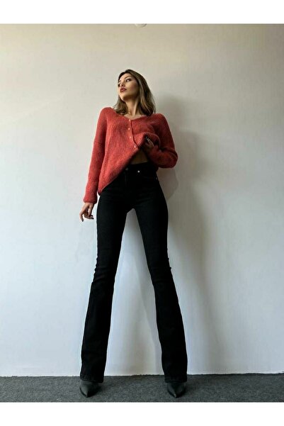 mooishan Nitro Black Flare Leg Jean Flare Pantaloni de denim pentru femei Fad...