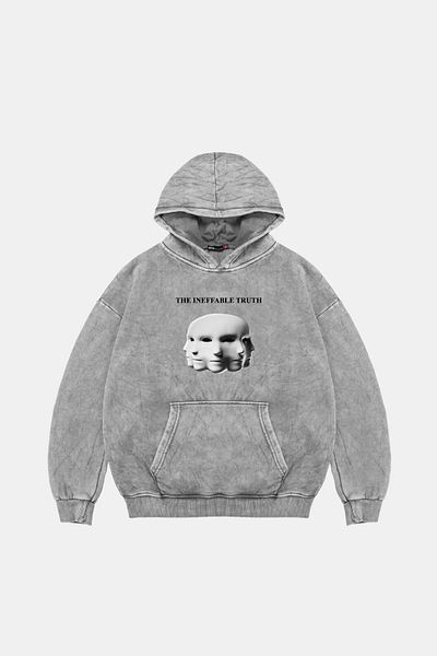 Sekizbiraltı The Ineffable Truth Printed Oversize Unisex Premium Washed White Hoodie