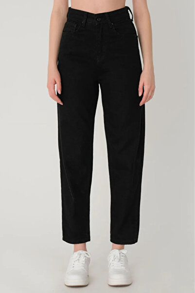 mooishan Γυναικείο μαύρο Mom Jeans Stretch τζιν παντελόνι