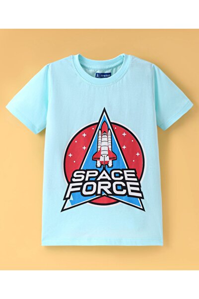 Pine kids تي شيرت Pine Kids من القطن المحبوك بأكمام نصفية وطبعة موضوع الفضاء ...