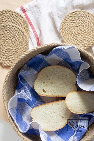 My eticaret مجموعة مكونة من 4 قطع من قواعد الشموع الزخرفية المصنوعة من حبل ال...