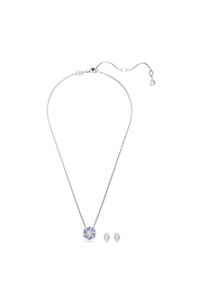 Swarovski Idyllia Set, Karışık kesimler, Çiçek, Mavi, Rodyum kaplama