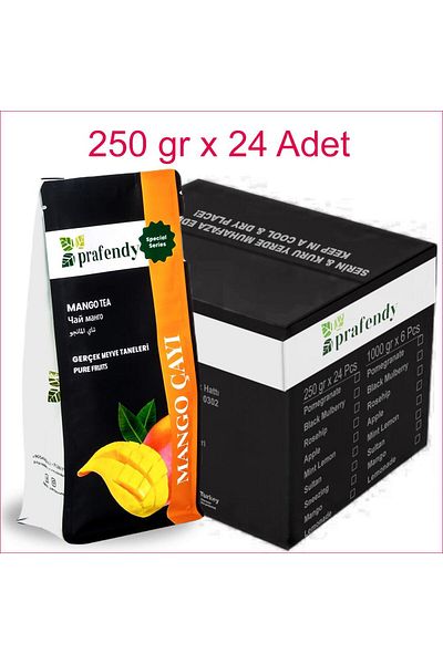 prafendy Mango Tea - Real Fruit Grain, 250 G, 24 Pieces