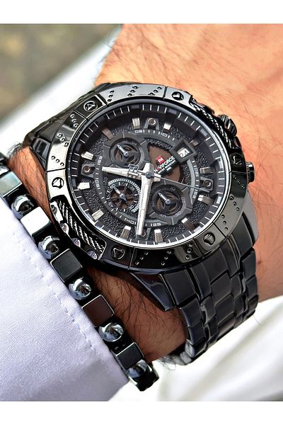 Naviforce Men's Wristwatch and Bracelet with Gift - Calendar