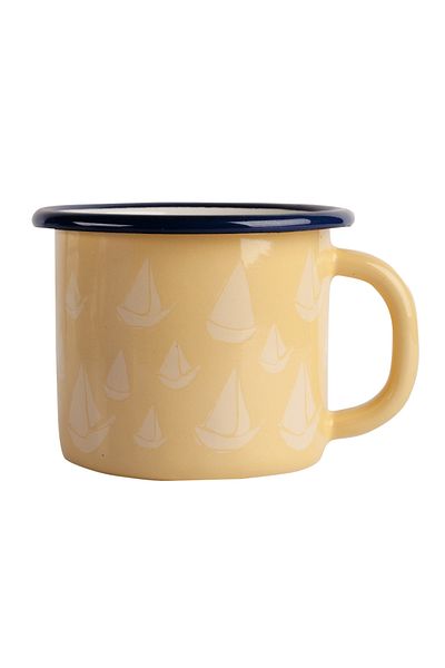 ANEMOSS Sailing Pattern Yellow Enamel Mug