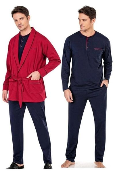 Pierre Cardin Ανδρικό Σετ Πιτζάμες Προίκα Γαμπρού 3 τεμαχίων 100% βαμβακερό φόρεμα - TH.CLVR.56.05PC.VR
