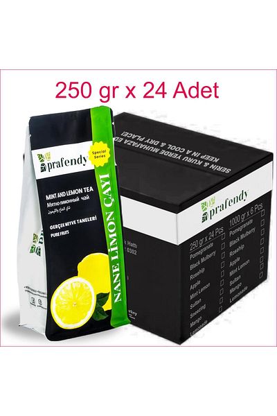 prafendy Mint Lemon Tea - Real Fruit Grain, 250g X 24 Pcs