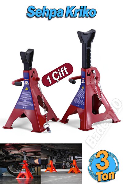 Badem10 2'li Sehpa Kriko 3 Ton Oto Araç Araba Kaldırma Sabitleme Kollu Seti Sehpa Tip Kiriko 3 Ton 1 Çift
