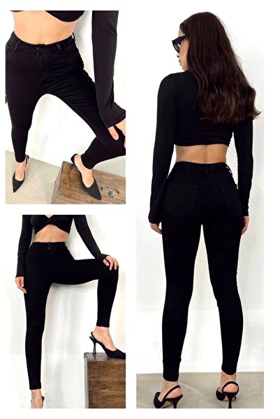 mooishan Culoare neagră, talie înaltă, tot din lycra, pantaloni de denim până...