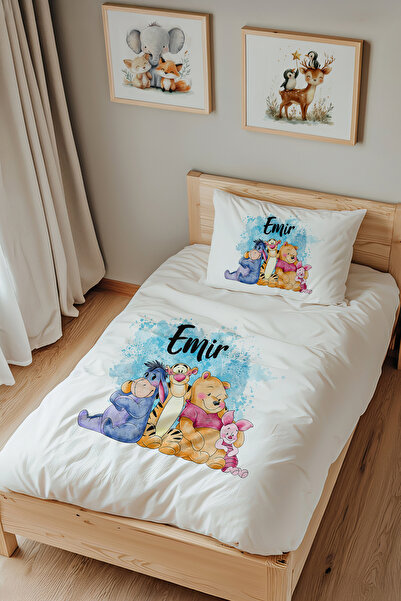 Lilabio İsme Özel Tek Kişilik %100 Pamuk Nevresim Takımı (160X220 CM) Winnie