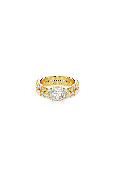 Swarovski Stilla Yüzük, Set (2), Yuvarlak kesim, Beyaz, Altın rengi kaplama