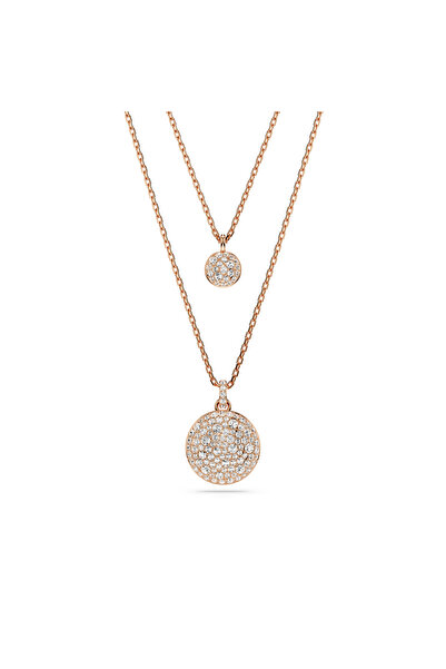 Swarovski Sublima Katlı Kolye, Beyaz, Pembe altın rengi kaplama