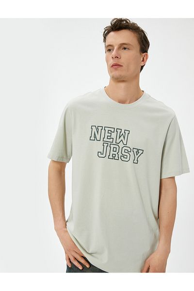 Koton Μπλουζάκι με κοντό μανίκι Cotton College Printed Crew Neck
