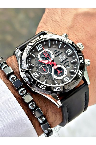 Naviforce Men's Wristwatch and Bracelet with Gift - Calendar
